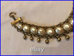 Vintage Bold Gold Baroque Pearl Glamour Necklace Bracelet Set 1950's /1980's