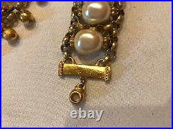 Vintage Bold Gold Baroque Pearl Glamour Necklace Bracelet Set 1950's /1980's