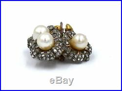 Vintage Buccellati Diamond Pearl Rose Flower Earrings Brooch Pin Suite 18k Gold