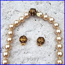 Vintage CARLISLE Faux Pearl Necklace & Clip-On Earrings Set