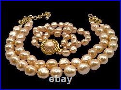 Vintage CAROLEE Champagne Baroque Faux Pearls Necklace & Bracelet Set WOW