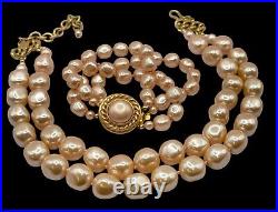 Vintage CAROLEE Champagne Baroque Faux Pearls Necklace & Bracelet Set WOW