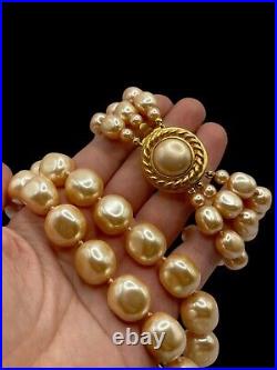 Vintage CAROLEE Champagne Baroque Faux Pearls Necklace & Bracelet Set WOW