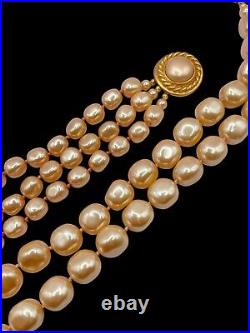 Vintage CAROLEE Champagne Baroque Faux Pearls Necklace & Bracelet Set WOW