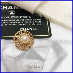 Vintage CHANEL Original Black Gold Plated Pearl Buttons Antique Logo Set of 10