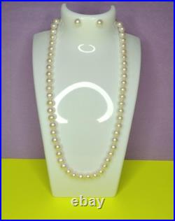 Vintage CP Pearl Necklace Earrings Set 14K Gold Filigree Clasp Bridal Jewelry 3x