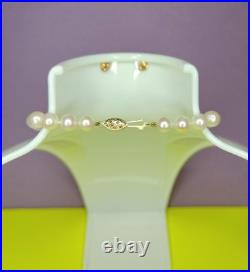 Vintage CP Pearl Necklace Earrings Set 14K Gold Filigree Clasp Bridal Jewelry 3x