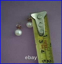 Vintage CP Pearl Necklace Earrings Set 14K Gold Filigree Clasp Bridal Jewelry 3x