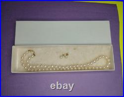 Vintage CP Pearl Necklace Earrings Set 14K Gold Filigree Clasp Bridal Jewelry 3x