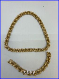 Vintage Crown Trifari Faux Pear & Rhinestone Choker Necklace & Bracelet Set