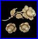 Vintage-Crown-Trifari-Gold-Tone-Rose-Flower-Brooch-Earrings-Jewelry-Set-Lot-Of-2-01-wpsh