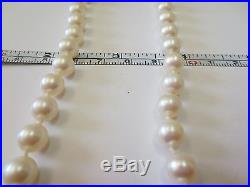 Vintage Cultured Pearls Necklace 14K Solid Y. Gold Turquoise & Pearl Clasp 17