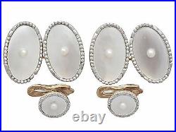 Vintage Czechoslovakian Mother of Pearl and Pearl 14k Gold Gents Dress Set