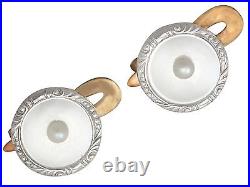 Vintage Czechoslovakian Mother of Pearl and Pearl 14k Gold Gents Dress Set