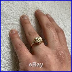 Vintage Dainty Cluster Cultured Pearl Set Ring 14K Yellow Gold Size 6