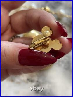Vintage Disney Napier Rare Set Pearl Necklace Bracelet Brooch Earring Gold Tone