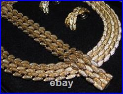 Vintage Erwin Pearl 2-Tone Gold Snakeskin Scales Bracelet NECKLACE Earrings SET