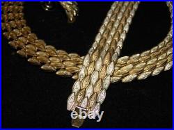 Vintage Erwin Pearl 2-Tone Gold Snakeskin Scales Bracelet NECKLACE Earrings SET