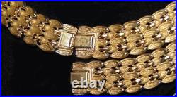 Vintage Erwin Pearl 2-Tone Gold Snakeskin Scales Bracelet NECKLACE Earrings SET