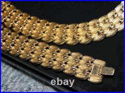 Vintage Erwin Pearl 2-Tone Gold Snakeskin Scales Bracelet NECKLACE Earrings SET