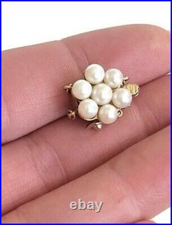 Vintage Estate 14k Yellow Gold Pearl Double Strand Clasp and Tongue Complete Set