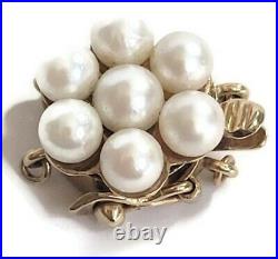 Vintage Estate 14k Yellow Gold Pearl Double Strand Clasp and Tongue Complete Set