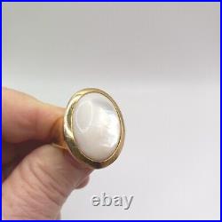 Vintage Estate C1960 10k Gold Vermeil Mother of Pearl Bezel Set Solitaire Sz. 8