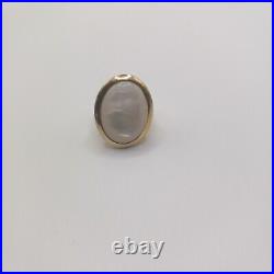 Vintage Estate C1960 10k Gold Vermeil Mother of Pearl Bezel Set Solitaire Sz. 8