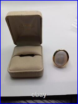 Vintage Estate C1960 10k Gold Vermeil Mother of Pearl Bezel Set Solitaire Sz. 8