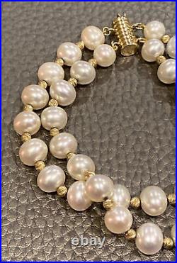 Vintage FIC 14K Yellow Gold Freshwater Pearl 18 Necklace 7.5 Bracelet Set