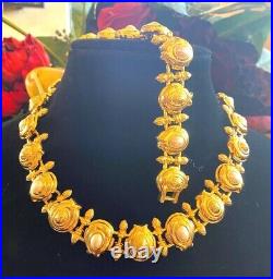 Vintage Fendi Pearl Gold Plated Collar Necklace And Bracelet Set