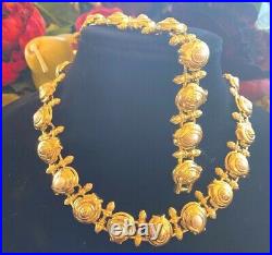 Vintage Fendi Pearl Gold Plated Collar Necklace And Bracelet Set