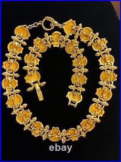 Vintage Fendi Pearl Gold Plated Collar Necklace And Bracelet Set