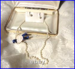 Vintage Fine Cultured Pearls 18 Strand + 10K Gold Pearl Earrings Original Box