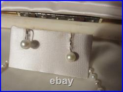 Vintage Fine Cultured Pearls 18 Strand + 10K Gold Pearl Earrings Original Box