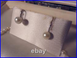 Vintage Fine Cultured Pearls 18 Strand + 10K Gold Pearl Earrings Original Box