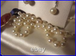Vintage Fine Cultured Pearls 18 Strand + 10K Gold Pearl Earrings Original Box