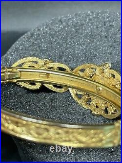 Vintage Florenza Set Bracelet Earrings Clips Blue Guilloche Enamel Pearl Gold