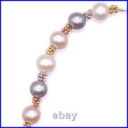 Vintage Freshwater Multicolor Pearl 14K Gold Beaded Necklace & Bracelet Set
