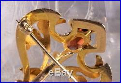 Vintage Garnet, Pearl & Enamel Pin Set in 14K Yellow Gold