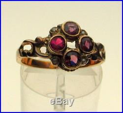 Vintage Georgian Early 19 th C Reshanked 9 Carat Gold Ring Set Spinel & Pearl