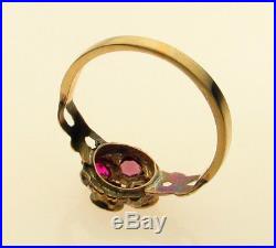 Vintage Georgian Early 19 th C Reshanked 9 Carat Gold Ring Set Spinel & Pearl