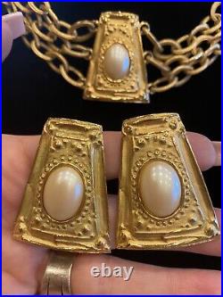 Vintage Givenchy Gold Plated Pearl Earrings and Necklace Set