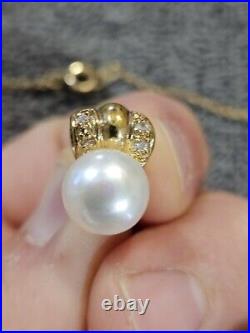 Vintage HK 14k Yellow gold plated CZ & Pearl Necklace Earring Bracelet Ring Set