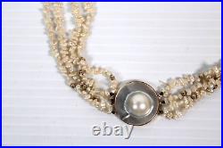 Vintage Hand Made Mabé Pearl Necklace 4K Yellow Gold Setting 4 Strands