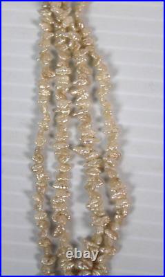 Vintage Hand Made Mabé Pearl Necklace 4K Yellow Gold Setting 4 Strands