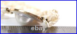 Vintage Hand Made Mabé Pearl Necklace 4K Yellow Gold Setting 4 Strands