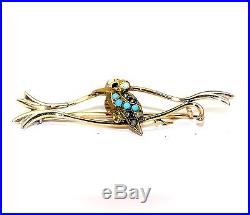 Vintage Handmade Kookaburra Brooch Ruby -Pearl & Turquoise set in 9ct Gold