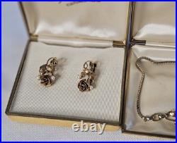 Vintage Imperial Cultured Pearls 16 Necklace & Earrings Set Gold Filled Estate