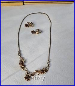Vintage Imperial Cultured Pearls 16 Necklace & Earrings Set Gold Filled Estate